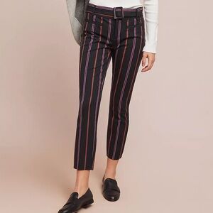 Anthropologie The Essential Slim Trouser Multicolor Pink Striped Cropped Pants